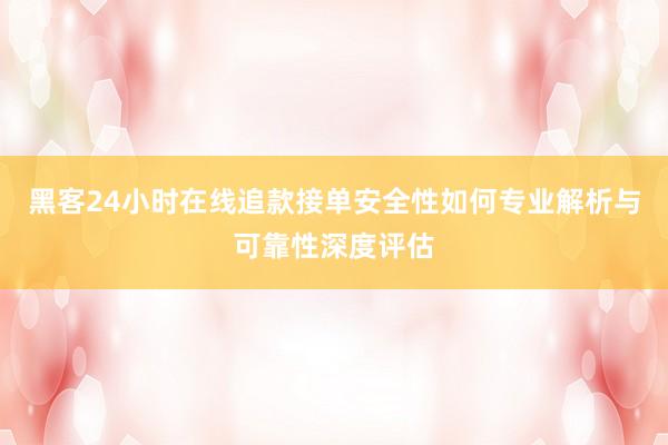黑客24小时在线追款接单安全性如何专业解析与可靠性深度评估