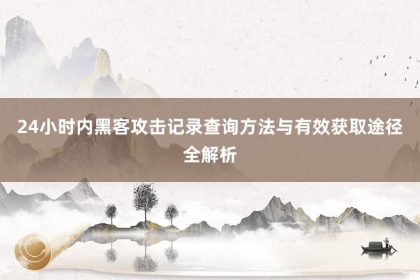 24小时内黑客攻击记录查询方法与有效获取途径全解析
