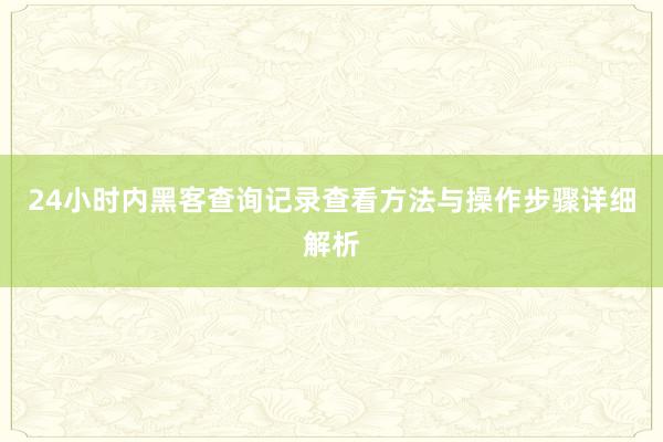 24小时内黑客查询记录查看方法与操作步骤详细解析