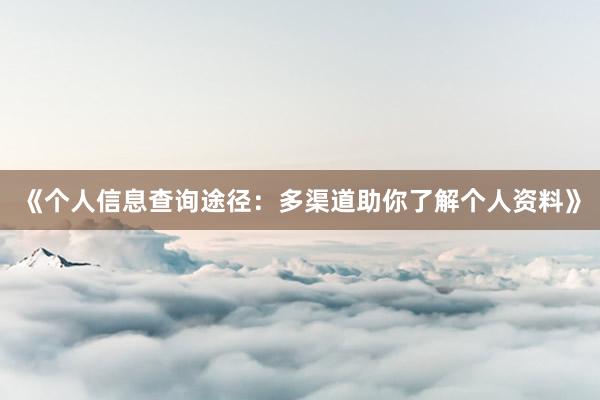 《个人信息查询途径：多渠道助你了解个人资料》